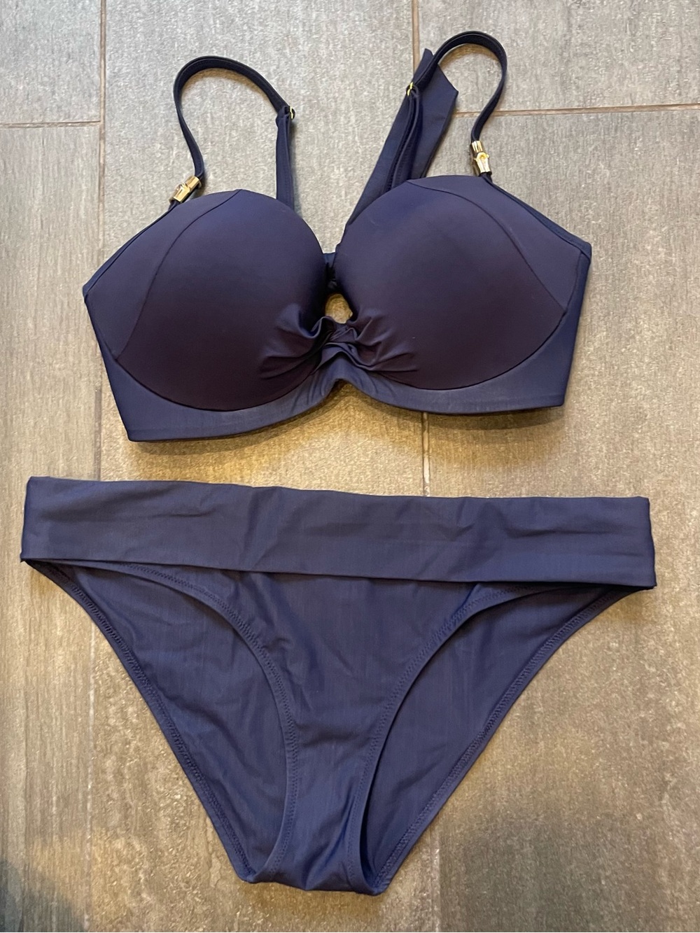 Heidi Klein Navy Blue Underwire Bikini Set